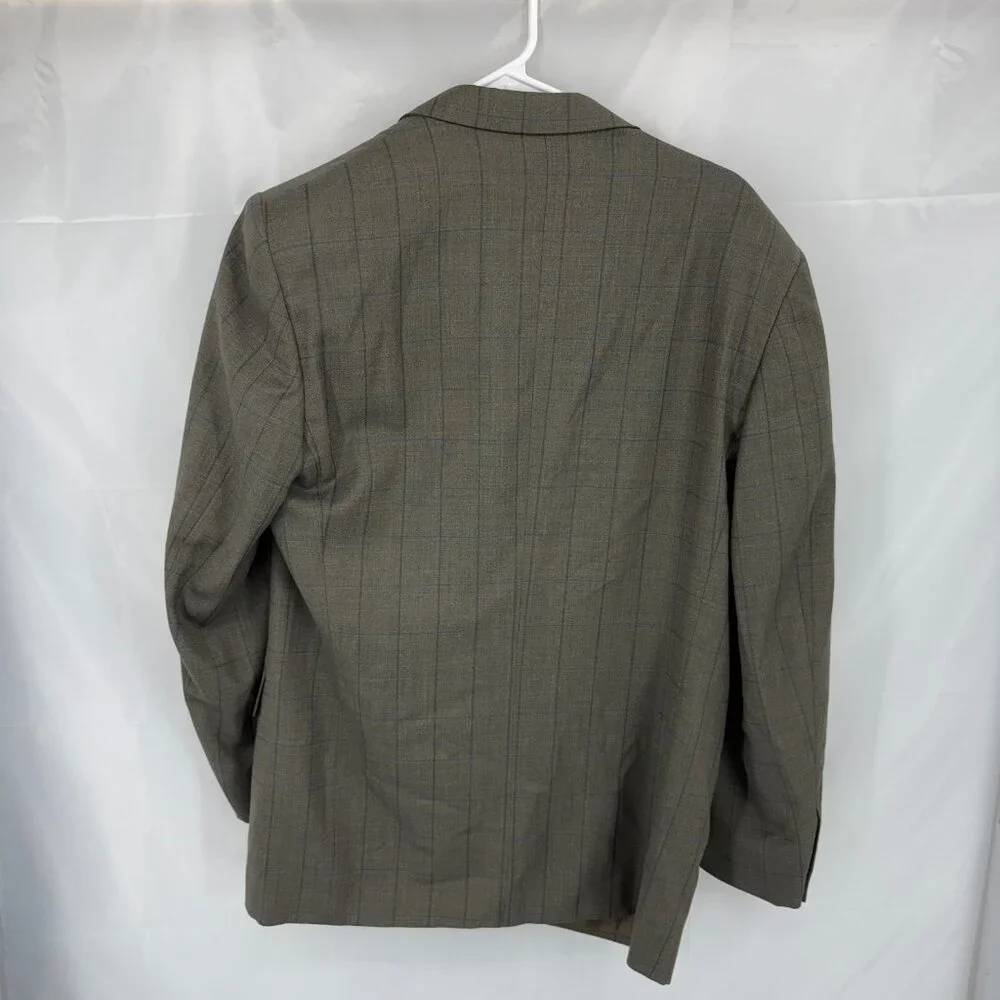 Canali Men 50R US 40R Suit Jacket Blazer Sport Coat Brown Blue Plaid Career Work